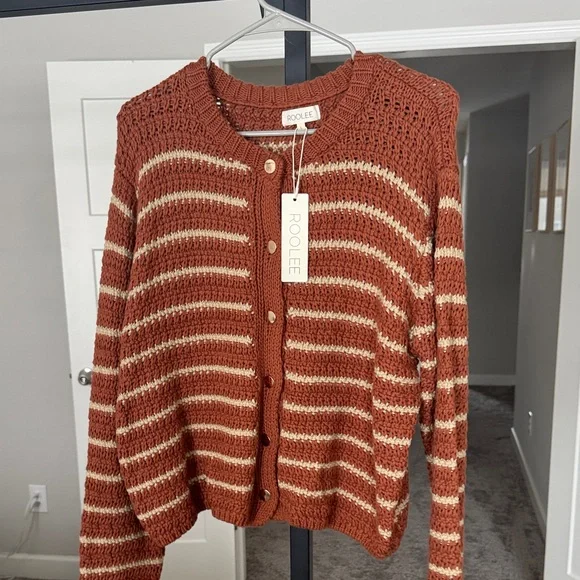 ROOLEE - Girl Like You Stripe Sweater Cardigan L - Picture 2 of 4